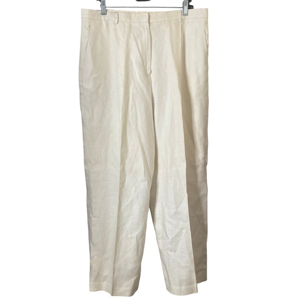 Lauren Ralph Lauren Linen Pants Womens 16 Ivory Straight Leg Dress Trousers